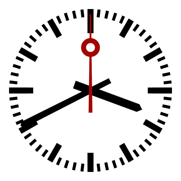 A clock with a red hand and black hands

AI-generated content may be incorrect.